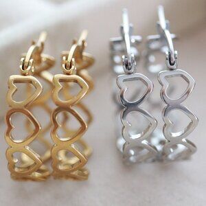 20mm Heart Shape Style Design Huggie Hoop Earrings Stainless Steel